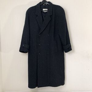 Vintage 90s Double Breasted‎ Peacoat Women XL Longline Trench Wool Academia Twee